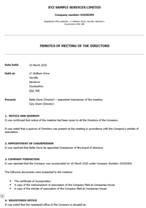First board meeting minute